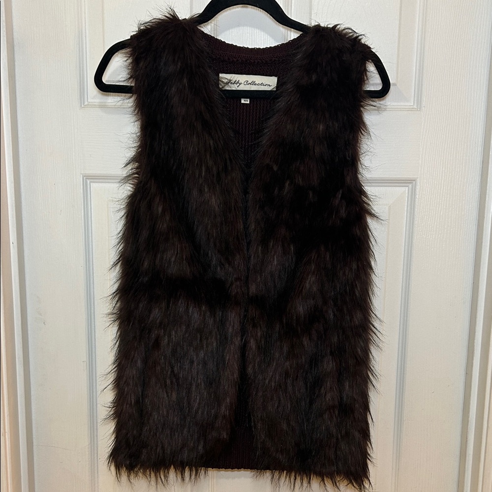 Faux Fur Vest in Dark Brown